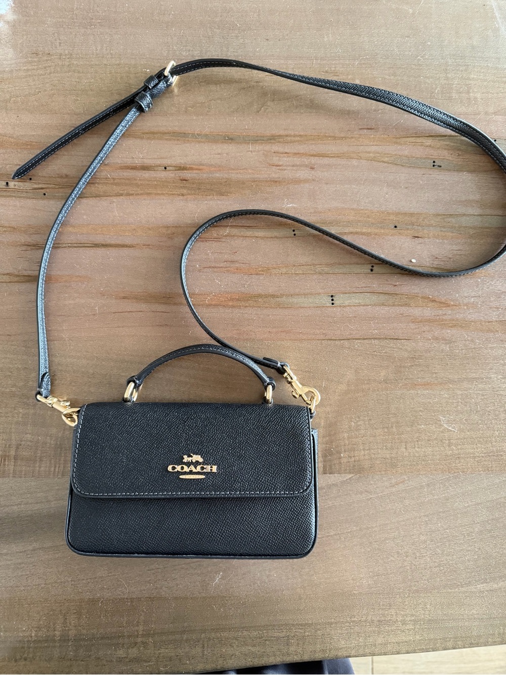 Coach Black Mini Top-Handle Crossbody Bag with Gold Hardware
